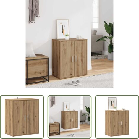 Mueble de madera -  Mueble zapatero madera ingeniería roble artisan 60x35x70 cm