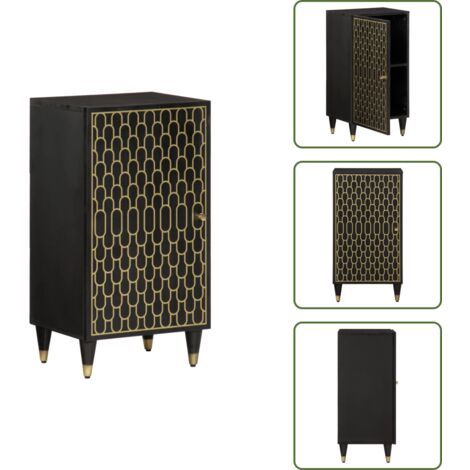 Mueble de madera - vidaXL Armario auxiliar madera maciza de mango 40x33x75 cm - Diseño tallado a mano