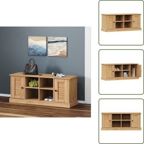 Mueble de madera - vidaXL Banco zapatero VIGO madera maciza de pino 106x35x45 cm - Banco de madera