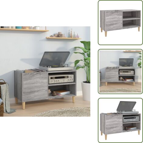 Mueble de madera - vidaXL Mueble discos madera contrachapada gris sonoma 84,5x38x48 cm - Mueble para música
