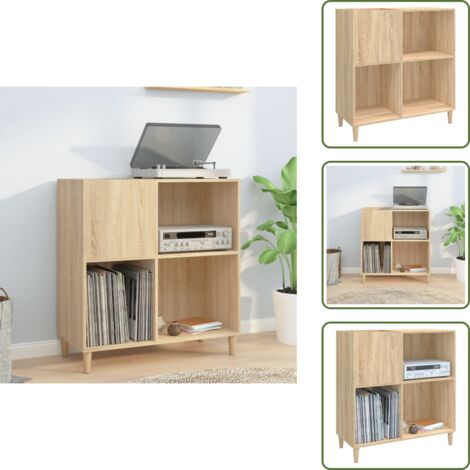 Mueble de madera - vidaXL Mueble discos madera contrachapada roble Sonoma 84,5x38x89 cm - Mueble para música