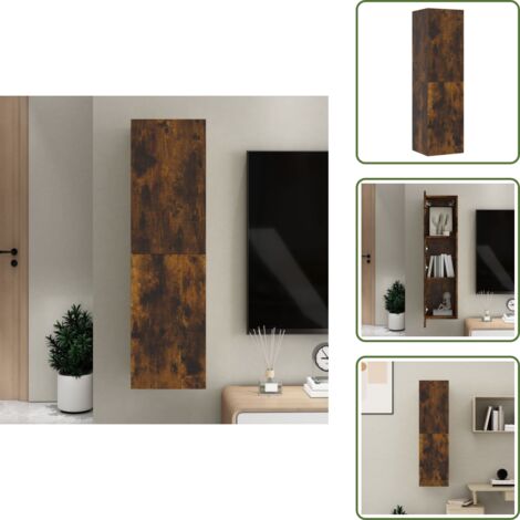 Mueble de madera - vidaXL Mueble para TV de pared color roble ahumado 30,5x30x110 cm - Mueble decorativo