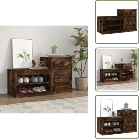 Mueble de madera - vidaXL Mueble zapatero madera contrachapada roble ahumado 100x42x60 cm - Armario de zapatos