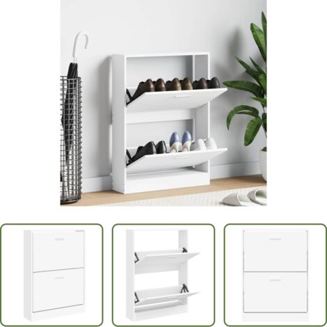 Mueble de madera -  Zapatero blanco 59x17x81 cm Madera de ingeniería