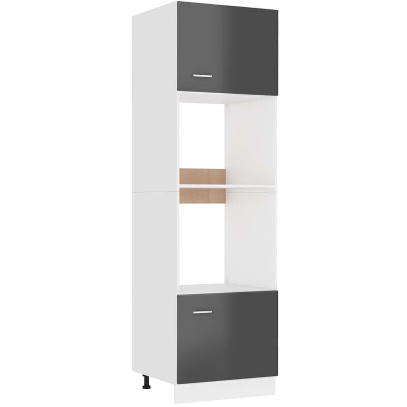 

Mueble de microondas aglomerado gris brillante 60x57x207 cm - Gris