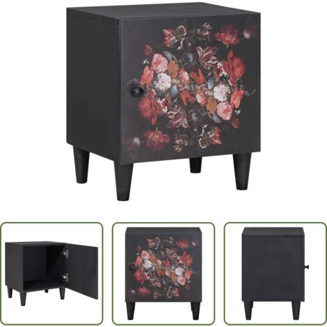Mueble de noche -  Cabinet de noche con puerta Negro 40 x 33 x 46 cm