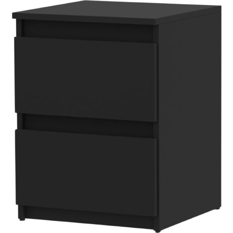 MUEBLE DE NOCHE NEGRO 40CM 2 CAJONES GRANDE ALTA MESA AL LADO NAKASTLIK LOFT