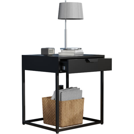 Mueble de noche VCM  mesita de noche  mesita de noche  dimensiones aprox. AL. 50 x AN. 43 x T. 41 cm - Flokas S (Negro)