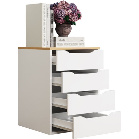 Mueble de noche VCM  mesita de noche  mesita de noche  dimensiones aprox. AL. 61 x AN. 46 x T. 42 cm - Malira M (Blanco / Roble de Miel)