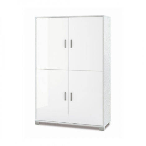 Mueble de oficina blanco con cuatro puertas y baldas 107x41x h162 cm