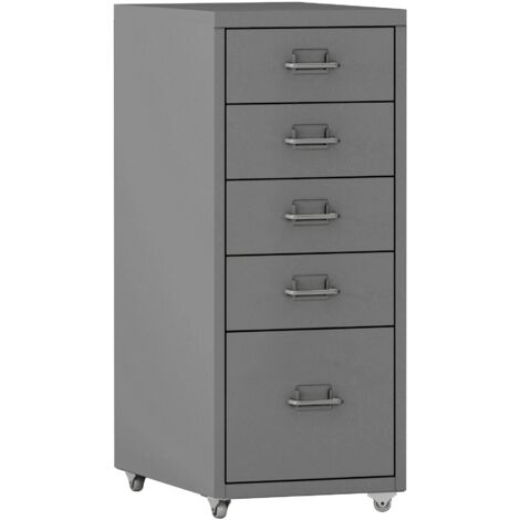 Mueble de oficina con pedestal para documentos, archivos, material de oficina, con ruedas, 5 cajones, 69 x 28 x 41 cm, gris 030006329