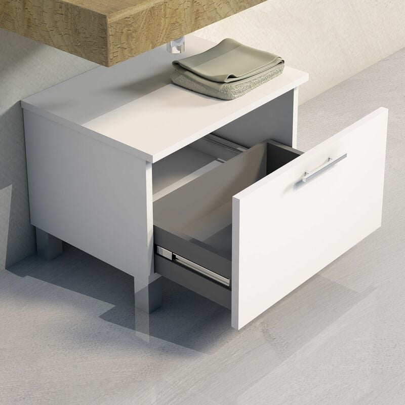 

Mueble de Organización Coqueta de 1 Cajón Para Almacenaje Con Patas Para el Baño o Cualquier Espacio, Blanco, 51 X 41 X 39