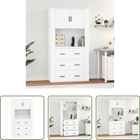 Mueble de pared -  Aparador alto madera contrachapada blanco