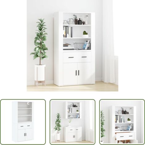 Mueble de pared -  Aparador alto madera contrachapada blanco