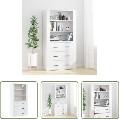 Mueble de pared -  Aparador alto madera contrachapada blanco