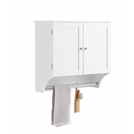 Mueble de Pared Armario suspendido con 2 Puertas Armario Colgante para Baño con Toallero Blanco 60 x 30 x 60 cm BZR84-W SoBuy ES