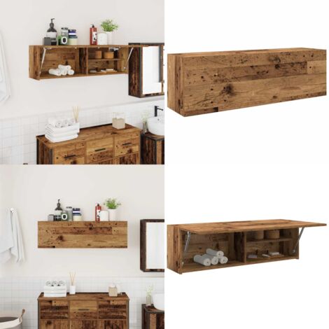 Mueble de pared baño madera ingeniería envejecida 100x25x30 cm - Muebles de baño - Muebles de pared