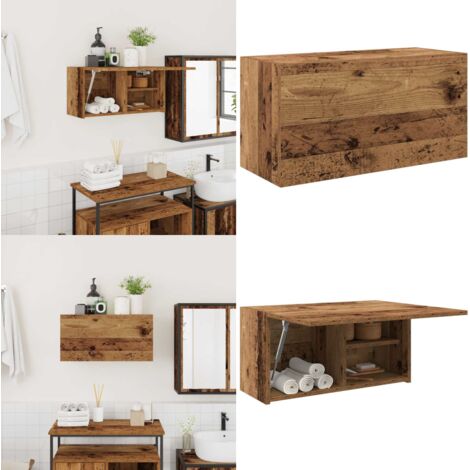 Mueble de pared baño madera ingeniería envejecida 60x25x30 cm - Mueble de pared - Madera envejecida