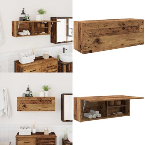 Mueble de pared baño madera ingeniería envejecida 80x25x30 cm - Muebles de baño - Armario de pared