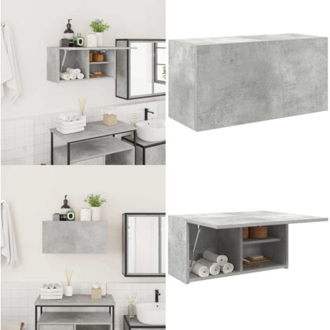 Mueble de pared baño madera ingeniería gris hormigón 60x25x30cm - Muebles de baño - Armario de pared