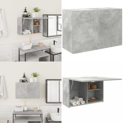 Mueble de pared baño madera ingeniería gris hormigón 60x25x40cm - Muebles de baño - Armario de pared