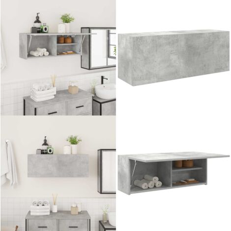 Mueble de pared baño madera ingeniería gris hormigón 80x25x30cm - Muebles de baño - Armario de pared
