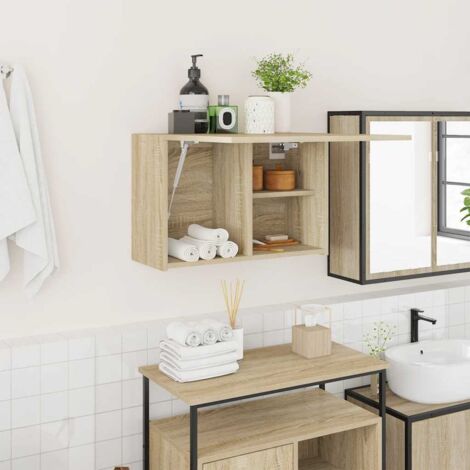 Mueble de pared baño madera ingeniería roble  60x25x40 cm