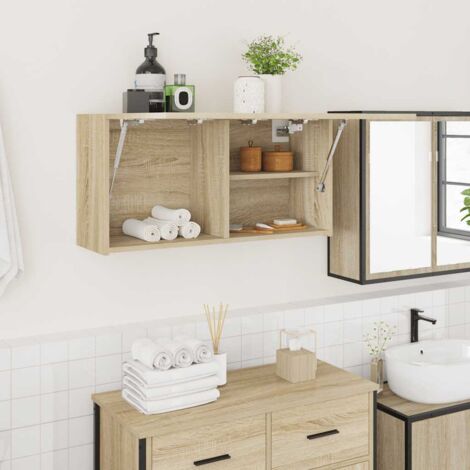Mueble de pared baño madera ingeniería roble  80x25x40 cm