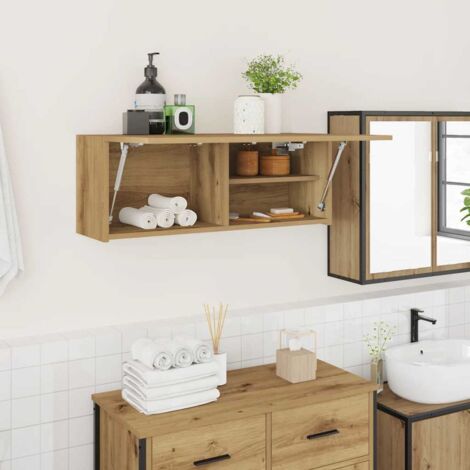 Mueble de pared baño madera ingeniería roble artisan 80x25x30cm