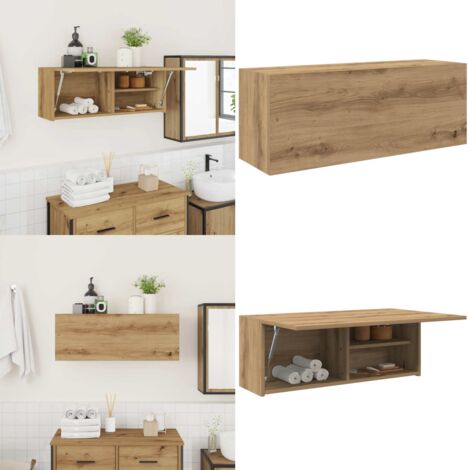Mueble de pared baño madera ingeniería roble artisan 80x25x30cm - Mueble de pared - Madera de ingeniería