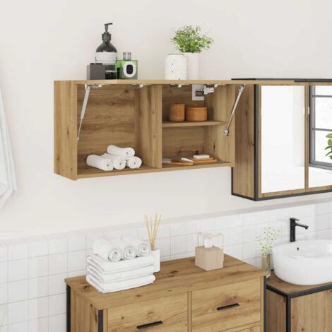 Mueble de pared baño madera ingeniería roble artisan 80x25x40cm