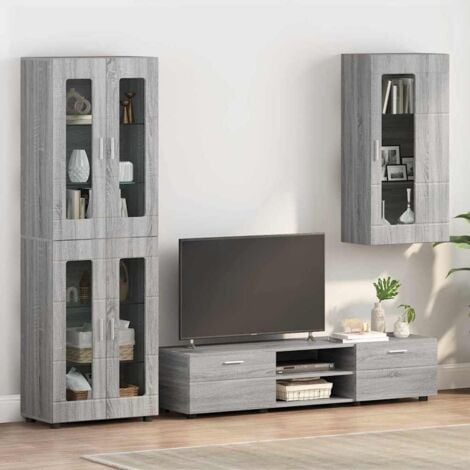 TORANA Mueble de pared con estante Gris 55 x 29 x 100 cm