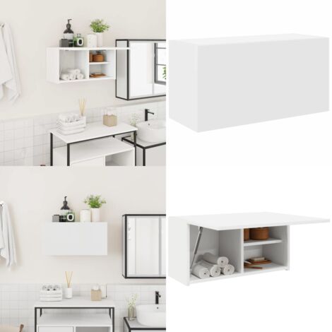 Mueble de pared de baño madera ingeniería blanco 60x25x30 cm - Muebles de baño - Armario de pared