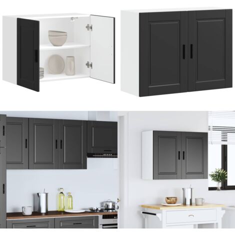 Mueble de pared de cocina Porto madera contrachapada negra - Gabinete de pared - Almacenamiento