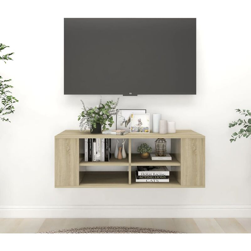 

Mueble de pared de TV aglomerado color roble Sonoma 102x35x35cm