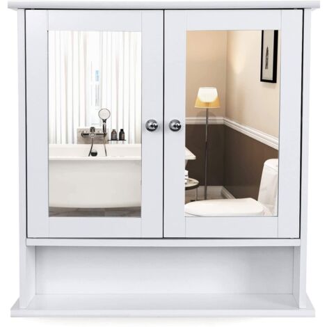 Mueble de pared farmacia baño 2 espejos MDF blanco 120000183