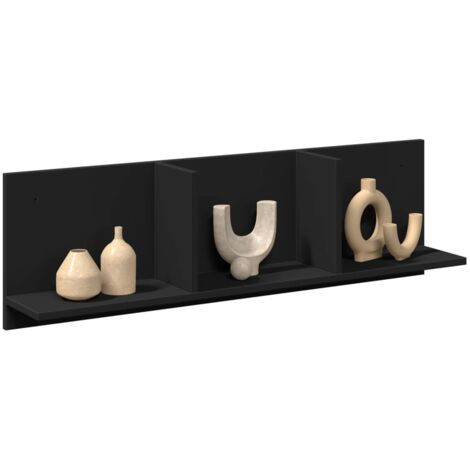 Mueble de pared madera de ingeniería negro 100x16,5x30 cm