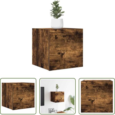 Mueble de pared -  Mueble para TV de pared color roble ahumado 30,5x30x30 cm