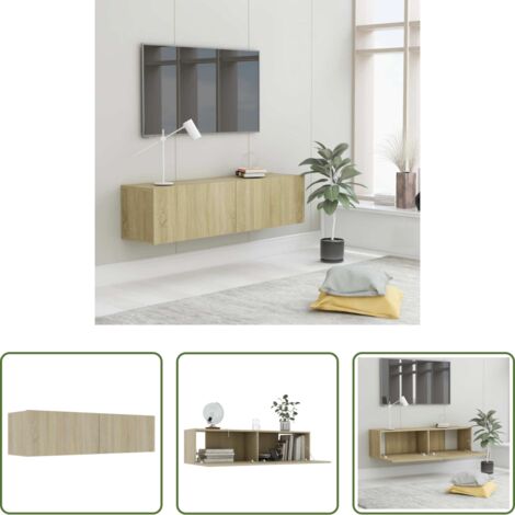 Mueble de pared -  Mueble para TV madera contrachapada color roble 120x30x30 cm