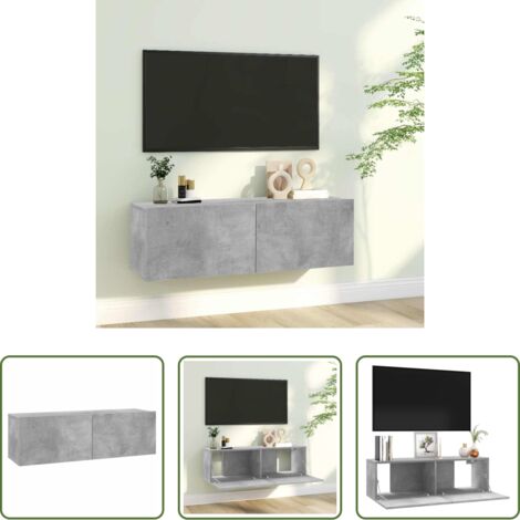 Mueble de pared -  Mueble para TV madera contrachapada gris hormigón 100x30x30 cm