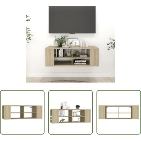 Mueble de pared -  Mueble pared TV madera contrachapada roble Sonoma 102x35x35 cm