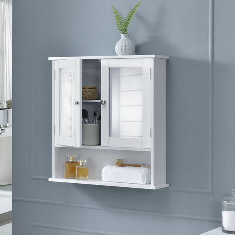Mueble de pared para el baño MDF 58x56x13cm - Blanco [en.casa]