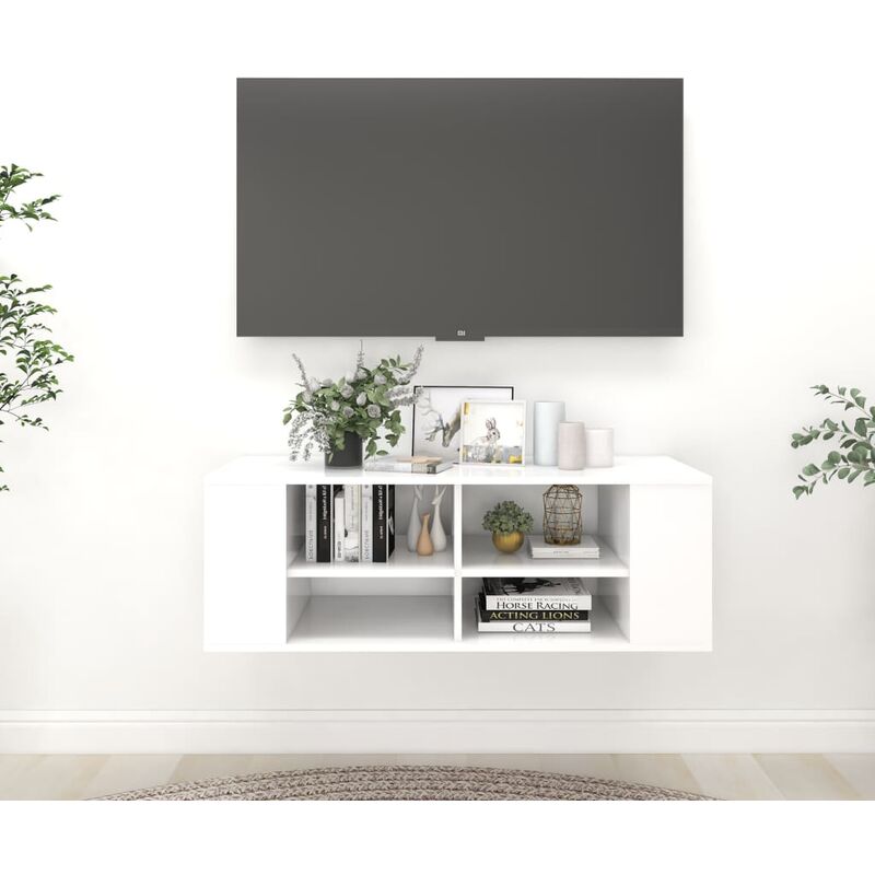 

Mueble de pared para TV aglomerado blanco 102x35x35 cm