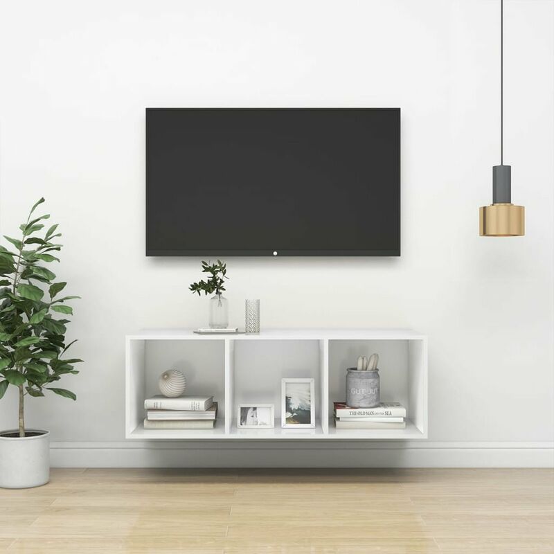 

Mueble de pared para TV aglomerado blanco 37x37x107 cm