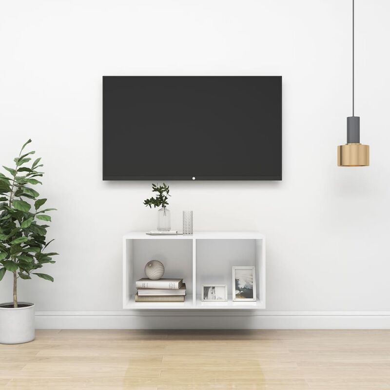 

Mueble de pared para TV aglomerado blanco 37x37x72 cm
