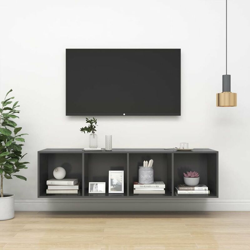 

Mueble de pared para TV aglomerado gris 37x37x142,5 cm