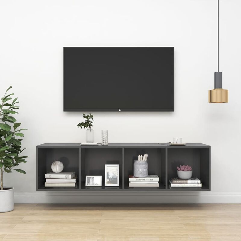 

Mueble de pared para TV aglomerado gris 37x37x142,5 cm