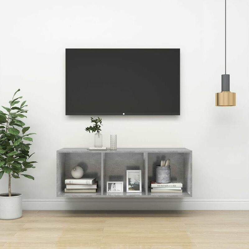 

Mueble de pared para TV aglomerado gris hormigon 37x37x107 cm