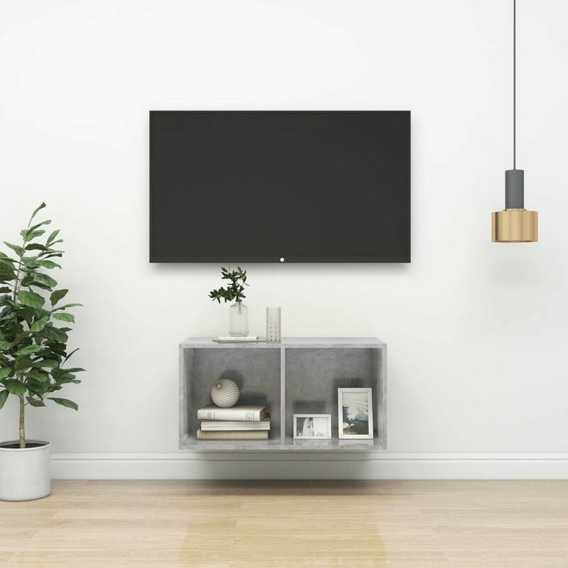 

Mueble de pared para TV aglomerado gris hormigon 37x37x72 cm