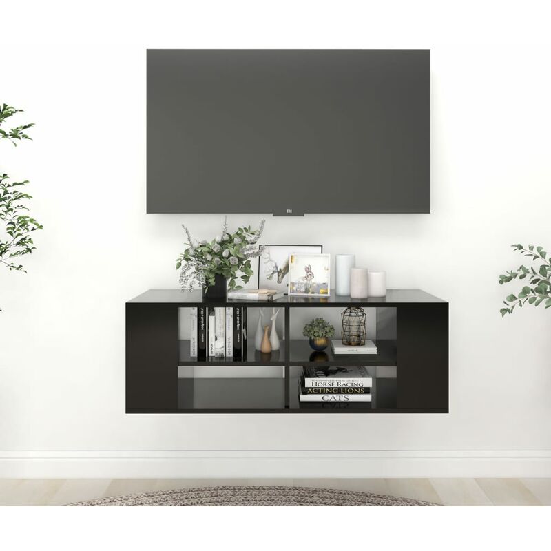 

Mueble de pared para TV aglomerado negro 102x35x35 cm